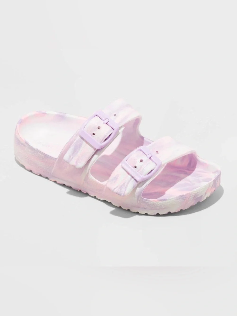 Cat & Jack Pastel Pink & Purple Tie-Dye Buckle Slide Sandals Little Girl Sz 13